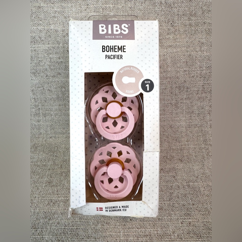 BIBS‎ Boheme Pacifiers Size 1 Blossom Pink, 4 pack, natural rubber BPA-free